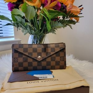 AUTHENTIC Louis Vuitton Wallet Origami Long Damier Ebene Brown